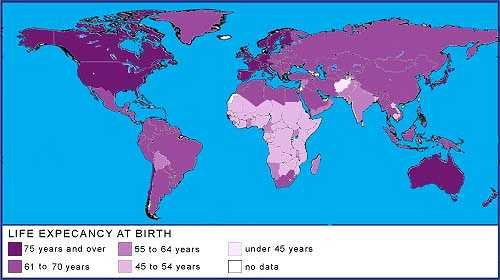 Life expect at birth, poverty, aid and world debt. Image by Information for Action, a website for conservation and environmental issues offering solutions