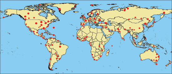 Map of Earth and Wetlands. Image by Information for Action, a website for conservation and environmental issues offering solutions